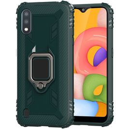 Mobigear Armor Ring Coque Samsung Galaxy A01 Coque arrière en TPU Souple Anti-Chocs avec Anneau-Support - Vert