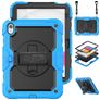 Mobigear SureGrip Xtreme Coque iPad 11 (2025) Coque arrière en Plastique rigide,Silicone + Bandoulière + Support Amovible - Noir / Bleu