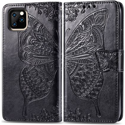 Mobigear Butterfly Housse iPhone 11 Pro Max Etui Porte-Monnaie - Noir