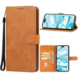 Mobigear Wallet Housse iPhone 16 Etui Porte-Monnaie - Marron