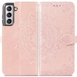Mobigear Mandala Housse Samsung Galaxy S21 FE Etui Porte-Monnaie - Rose doré