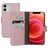 Mobiparts Saffiano Wallet Housse iPhone 12 Etui Porte-Monnaie - Rose