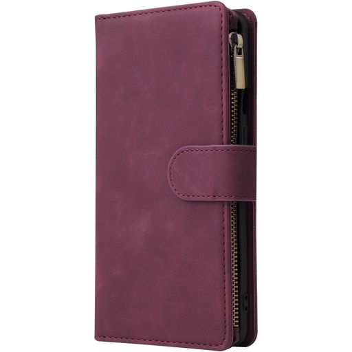 Mobigear Zipper Housse OnePlus 8 Pro Etui Porte-Monnaie - Rouge