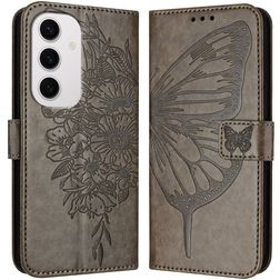 Mobigear Butterfly Housse Samsung Galaxy S24 FE Etui Porte-Monnaie - Gris