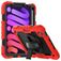 Mobigear SureGrip Xtreme Coque iPad Mini 6 (2021) Coque arrière en Plastique rigide,Silicone + Porte-crayon + Bandoulière + Support Amovible - Noir / Rouge