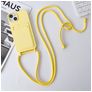 Mobigear Lanyard Card iPhone 15 Coque avec cordon en Silicone et Porte-Cartes - Jaune