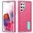 Mobigear Rugged Stand Samsung Galaxy S23 Ultra Plastique rigide Coque arrière Antichoc avec béquille - Rose