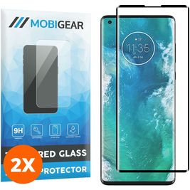 Mobigear Curved Motorola Edge Plus Verre trempé Protection d'écran - Compatible Coque - Noir (Lot de 2)