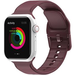 Mobigear Dashed Bracelet Silicone Apple Watch Fermeture boucle ardillon - 49/46/45/44 mm - Bordeaux