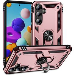 Mobigear Armor Ring Samsung Galaxy A35 Plastique rigide Coque arrière Antichoc avec bague de maintien - Rose doré