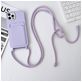 Mobigear Lanyard Card iPhone 15 Pro Max Coque avec cordon en Silicone et Porte-Cartes - Violet