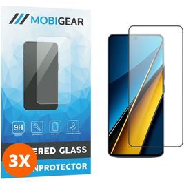 Mobigear Premium POCO X6 Verre trempé Protection d'écran - Compatible Coque - Noir (Lot de 3)