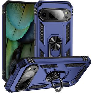 Mobigear Armor Ring Coque Google Pixel 9 Coque arrière Rigide Anti-Chocs avec Anneau-Support - Bleu