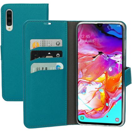 Mobiparts Saffiano Wallet Samsung Galaxy A70 Étui Portefeuille - Turquoise