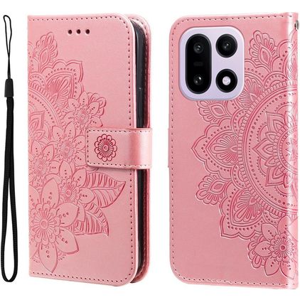 Mobigear Flowers Housse OnePlus 15 Etui Porte-Monnaie - Rose doré