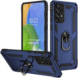 Mobigear Armor Ring Coque Samsung Galaxy A73 Coque arrière Rigide Anti-Chocs avec Anneau-Support - Bleu