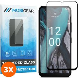 Mobigear Premium Nokia C22 Verre trempé Protection d'écran - Compatible Coque - Noir (Lot de 3)