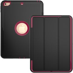 Mobigear Tri-Fold Folio Coque iPad 6 (2018) Etui en Plastique rigide,TPU - Noir / Magenta