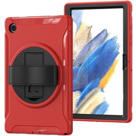 Mobigear SureGrip Coque Samsung Galaxy Tab A8 10.5 (2021) Coque arrière en Plastique rigide,Silicone + Support Amovible - Rouge