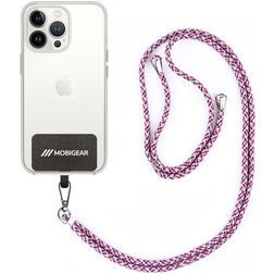 Mobigear Lanyard - Cordon de téléphone universel ajustable - Blanc / Bleu / Magenta