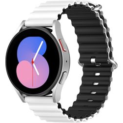 Mobigear Ocean Bracelet Silicone pour Smartwatch Fermeture boucle ardillon - 22 mm - Noir / Blanc