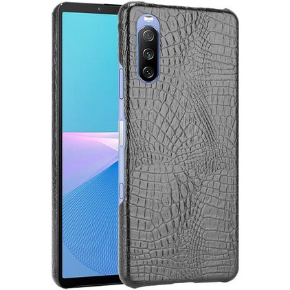 Mobigear Croco Sony Xperia 10 III Plastique rigide Coque arrière - Noir