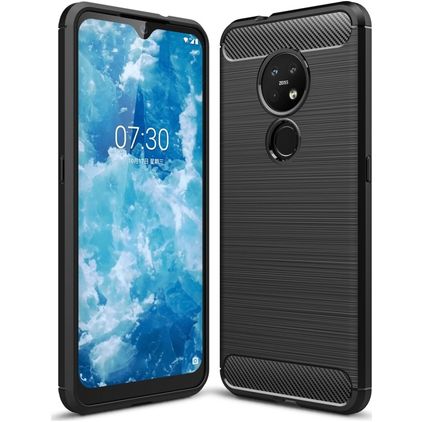 Mobigear Brushed Slim Coque Nokia 7.2 Coque arrière en TPU Souple - Noir