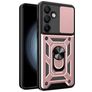 Mobigear Armor Ring Cam Slide Coque Samsung Galaxy S24 FE Coque arrière Rigide Anti-Chocs avec Anneau-Support et Protecteur Lentilles - Rose doré