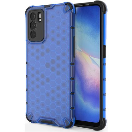 Mobigear Honeycomb Coque OPPO Reno 6 5G Coque arrière Rigide Anti-Chocs - Bleu