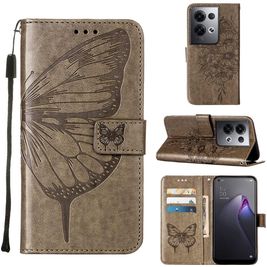 Mobigear Butterfly Housse OPPO Reno 8 Pro 5G Etui Porte-Monnaie - Gris