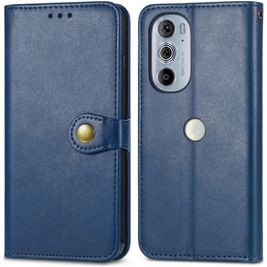 Mobigear Snap Button Housse Motorola Edge 30 Pro Etui Porte-Monnaie - Bleu