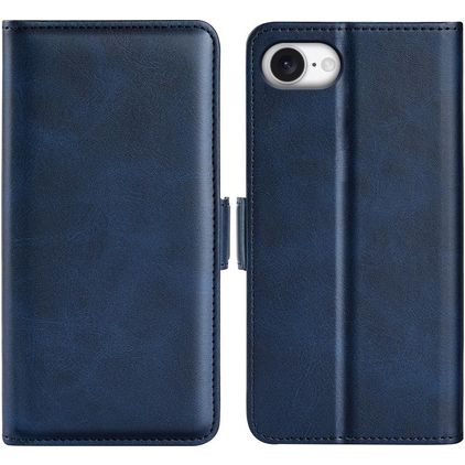 Mobigear Slim Magnet iPhone 16e Étui Portefeuille - Bleu foncé