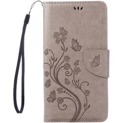 Mobigear Flowers Housse iPhone 8 Etui Porte-Monnaie - Gris