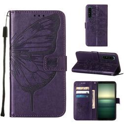 Mobigear Butterfly Housse Sony Xperia 1 IV Etui Porte-Monnaie - Violet