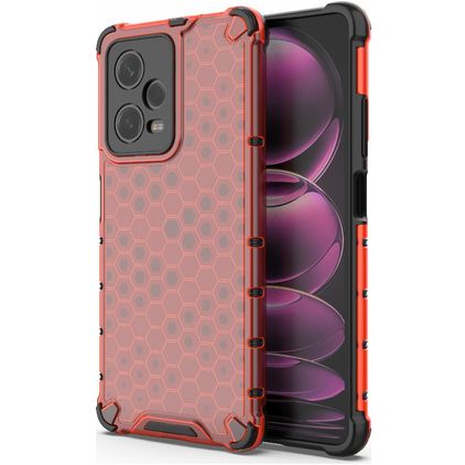 Mobigear Honeycomb POCO X5 Pro Plastique rigide Coque arrière Antichoc - Rouge