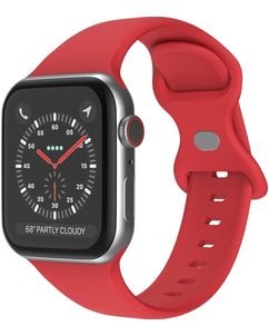 Mobigear Sport Dual Bracelet Silicone Apple Watch Fermeture à clou et passant - 49/46/45/44 mm - Rouge foncé