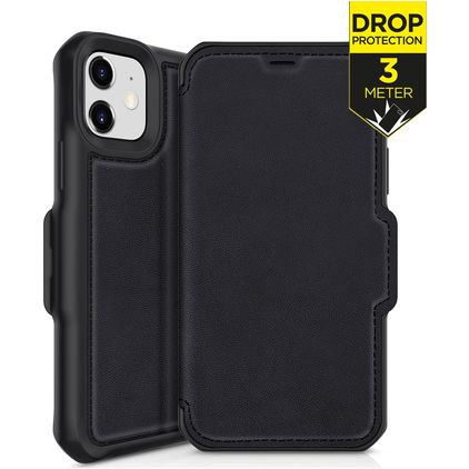ITSkins HybridFolio Housse iPhone 12 Mini Etui en Cuir Véritable - Noir
