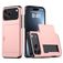 Mobigear Card iPhone 18 Pro Max Plastique rigide Coque arrière Antichoc avec porte-cartes - Rose
