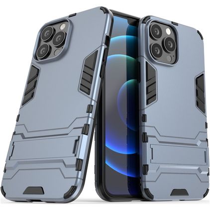 Mobigear Armor Stand Coque iPhone 13 Pro Max Coque arrière Rigide Anti-Chocs avec Support Amovible - Bleu