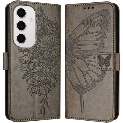 Mobigear Butterfly Housse Samsung Galaxy S24 FE Etui Porte-Monnaie - Gris