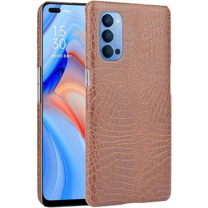 Mobigear Croco Coque OPPO Reno 4 Coque arrière Rigide - Marron