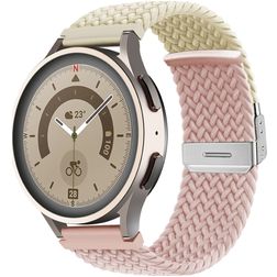 Mobigear Braided Dual Bracelet Nylon Smartwatch Fermeture à pince - Connexion universelle de 22 mm - Rose / Lumière stellaire