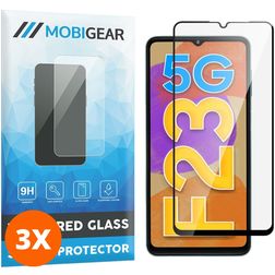 Mobigear Premium Samsung Galaxy F23 Verre trempé Protection d'écran - Compatible Coque - Noir (Lot de 3)