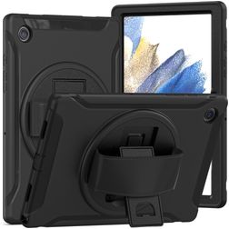 Mobigear SureGrip Coque Samsung Galaxy Tab A8 10.5 (2021) Coque arrière en Plastique rigide,Silicone + Support Amovible - Noir