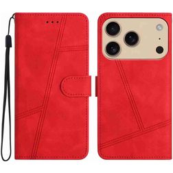 Mobigear Stitch Housse iPhone 17 Pro Etui Porte-Monnaie - Rouge