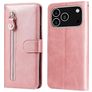 Mobigear Zipper Housse iPhone 17 Pro Etui Porte-Monnaie - Rose doré