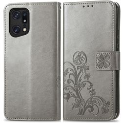 Mobigear Clover Housse OPPO Find X5 Pro Etui Porte-Monnaie - Gris