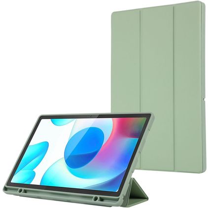 Mobigear Tri-Fold Gel Coque Samsung Galaxy Tab A9 Plus (2023) Etui en TPU,Similicuir + Porte-crayon - Vert