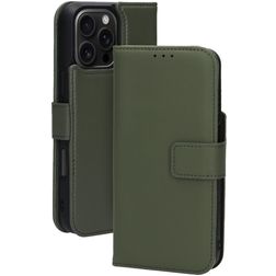 Mobiparts Housse iPhone 16 Pro Max MagSafe Etui avec Coque Détachable en Cuir Véritable Porte-Monnaie - Vert