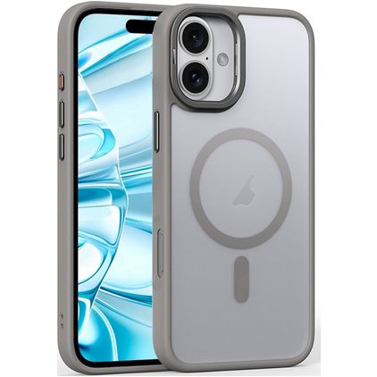 Mobigear Shockproof iPhone 16 MagSafe Plastique rigide Coque arrière - Gris